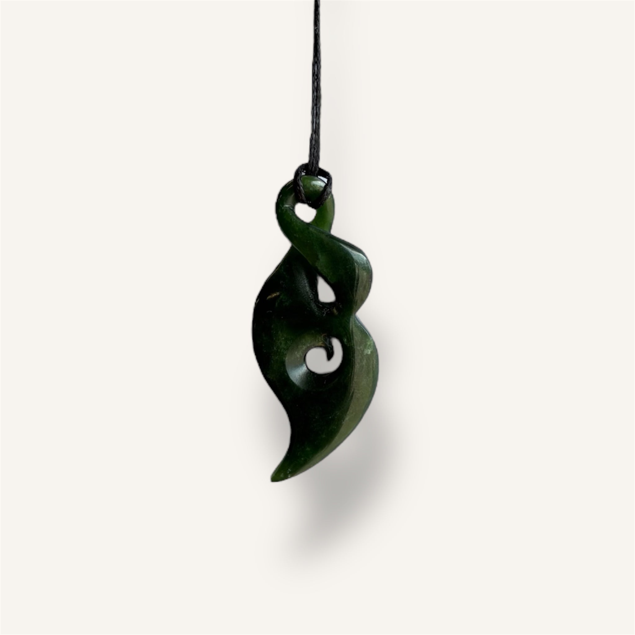 Dark Pounamu Greenstone Twist Pendant