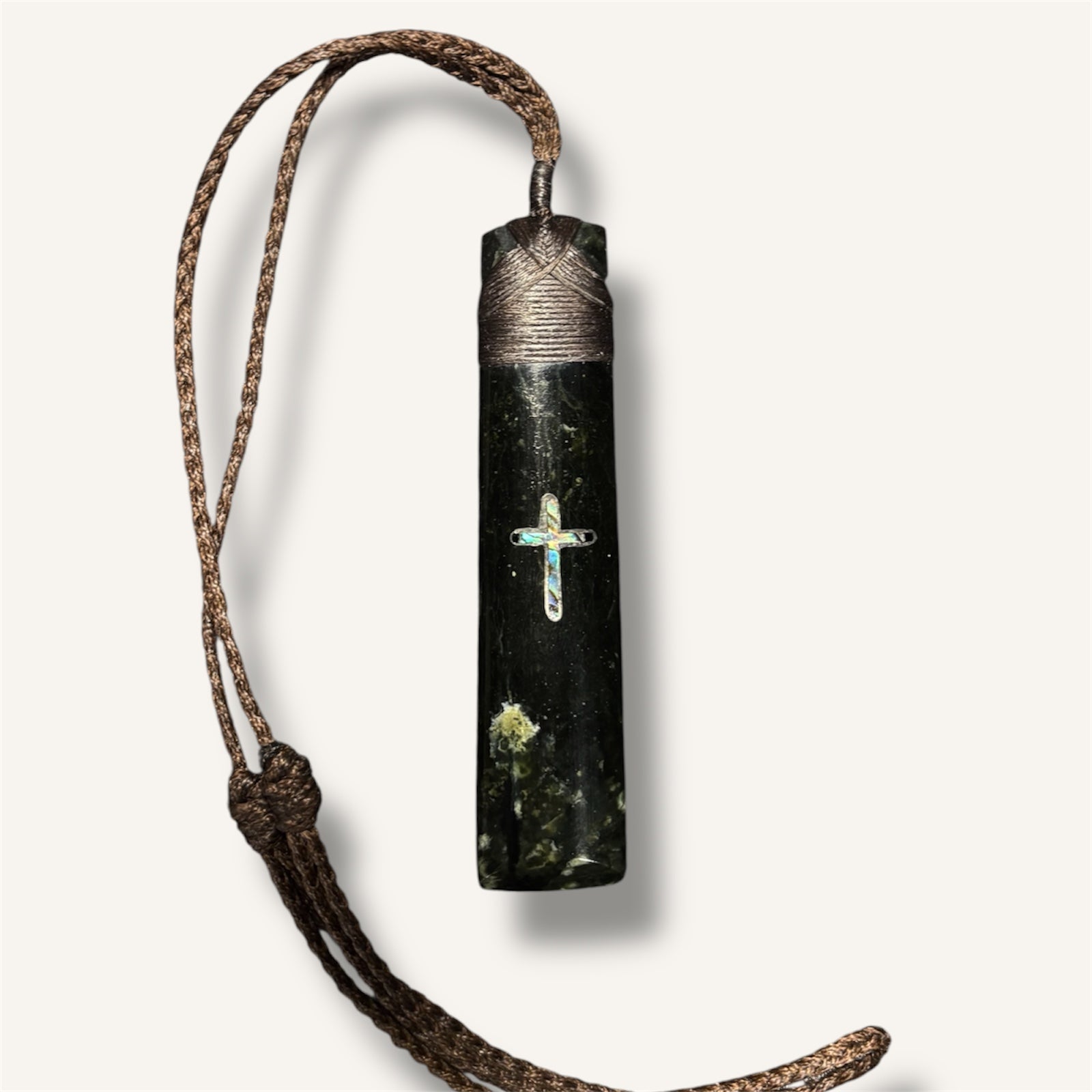 Paua shell cross Pounamu Toki